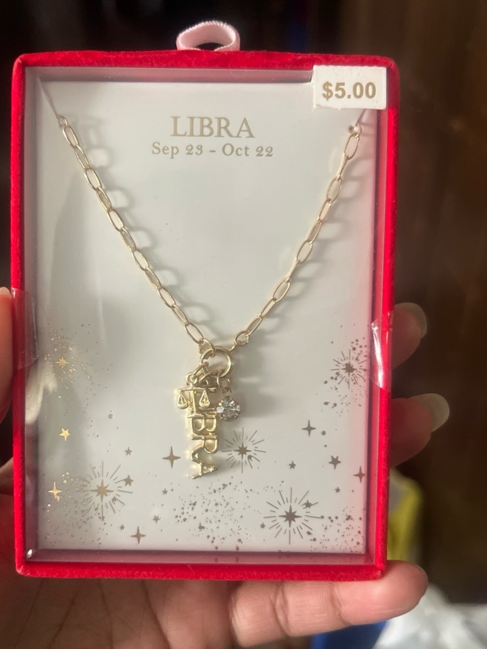LIBRA Gold-Tone Zodiac Necklace - Libra Pendant